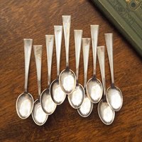 Set of ten vintage teaspoons | Small silver plated teaspoons | Matching teaspoon set | Vintage alpacca teaspoons
