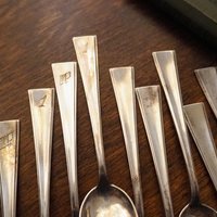 Set of ten vintage teaspoons | Small silver plated teaspoons | Matching teaspoon set | Vintage alpacca teaspoons