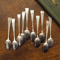 Set of ten vintage teaspoons | Small silver plated teaspoons | Matching teaspoon set | Vintage alpacca teaspoons