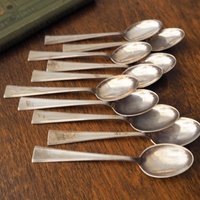 Set of ten vintage teaspoons | Small silver plated teaspoons | Matching teaspoon set | Vintage alpacca teaspoons