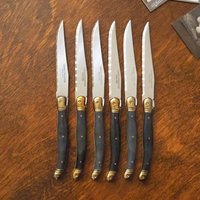 Set of six vintage steak knives | Vintage Laguiole knives | Vintage stainless steel knives | Vintage steak knife set | Acier Inox