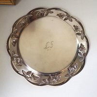 Vintage alpacca silver plate | Alpacca silver platter | Vintage silver plate | Alpacca plate with rose ornament | Floral silver plate