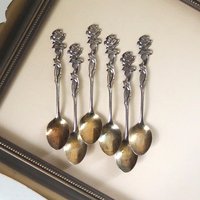 Set of six vintage teaspoons | Vintage alpacca silver teaspoons | Vintage teaspoons | Rose teaspoon set | Vintage alpacca teaspoons
