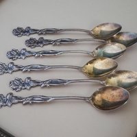 Set of six vintage teaspoons | Vintage alpacca silver teaspoons | Vintage teaspoons | Rose teaspoon set | Vintage alpacca teaspoons