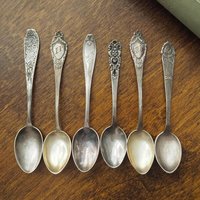 Set of six vintage teaspoons | Small silver plated teaspoons | Mismatched teaspoon set | Vintage alpacca teaspoons