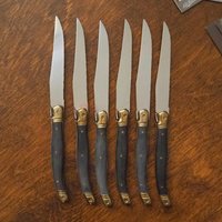 Set of six vintage steak knives | Vintage Laguiole knives | Vintage stainless steel knives | Vintage steak knife set | Acier Inox