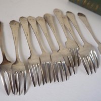 Set of ten vintage dessert forks | Danish dessert forks | Vintage dessert forks | Atla dessert forks | Small vintage forks | Made in Denmark