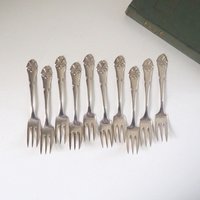 Set of ten vintage dessert forks | Danish dessert forks | Vintage dessert forks | Atla dessert forks | Small vintage forks | Made in Denmark