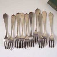 Set of ten vintage dessert forks | Danish dessert forks | Vintage dessert forks | Atla dessert forks | Small vintage forks | Made in Denmark
