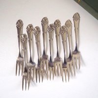 Set of ten vintage dessert forks | Danish dessert forks | Vintage dessert forks | Atla dessert forks | Small vintage forks | Made in Denmark