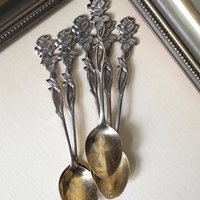 Set of six vintage teaspoons | Vintage alpacca silver teaspoons | Vintage teaspoons | Rose teaspoon set | Vintage alpacca teaspoons