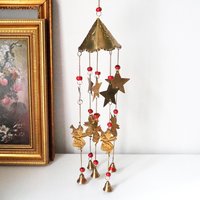 Vintage wind chime | Vintage brass wind chime | Brass wind chime | Angel wind chime with bells | Vintage Christmas decor