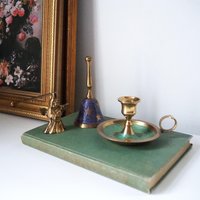 Vintage brass Christmas set | Vintage brass hand bell | Vintage brass candle holder and candle snuffer | Vintage Christmas gift set