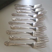 Set of ten vintage dessert forks | Danish dessert forks | Vintage dessert forks | Atla dessert forks | Small vintage forks | Made in Denmark