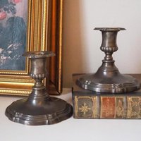 Set of two vintage candlestick holders | Silver plated candlestick holders | Large silver candlestick holders | Vintage candle holders