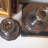 Set of two vintage candlestick holders | Silver plated candlestick holders | Large silver candlestick holders | Vintage candle holders