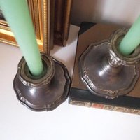 Set of two vintage candlestick holders | Silver plated candlestick holders | Large silver candlestick holders | Vintage candle holders