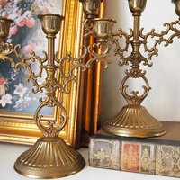 Vintage three arm candelabrums | Set of two matching candelabrums | Three arm candlestick holders | Vintage candelabra | Matching candelabra