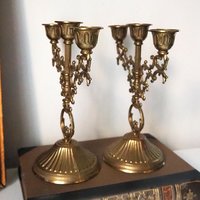 Vintage three arm candelabrums | Set of two matching candelabrums | Three arm candlestick holders | Vintage candelabra | Matching candelabra