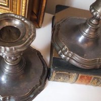 Set of two vintage candlestick holders | Silver plated candlestick holders | Large silver candlestick holders | Vintage candle holders