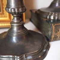 Set of two vintage candlestick holders | Silver plated candlestick holders | Large silver candlestick holders | Vintage candle holders