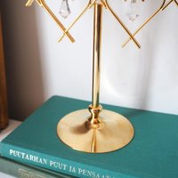 Vintage crystal candelabrum | Vintage three arm candle holder | Gold plated candelabra | Vintage heart candelabrum