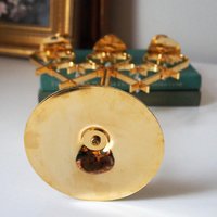 Vintage crystal candelabrum | Vintage three arm candle holder | Gold plated candelabra | Vintage heart candelabrum