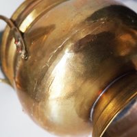 Vintage brass planter with ceramic handles | Vintage brass planter | Footed brass planter | Vintage planter