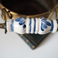 Vintage brass planter with ceramic handles | Vintage brass planter | Footed brass planter | Vintage planter