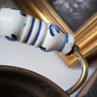 Vintage brass planter with ceramic handles | Vintage brass planter | Footed brass planter | Vintage planter