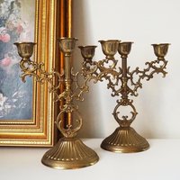 Vintage three arm candelabrums | Set of two matching candelabrums | Three arm candlestick holders | Vintage candelabra | Matching candelabra