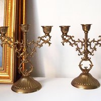 Vintage three arm candelabrums | Set of two matching candelabrums | Three arm candlestick holders | Vintage candelabra | Matching candelabra