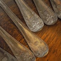 Set of ten vintage forks | C. G. Hallberg dinner forks | Vintage alpacca silver forks | Made in Sweden