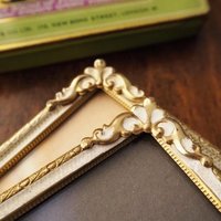 Set of two vintage photo frames | Set of two small matching vintage frames | Vintage brass picture frames | Brass and white frames