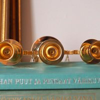 Vintage crystal candelabrum | Vintage three arm candle holder | Gold plated candelabra | Vintage heart candelabrum