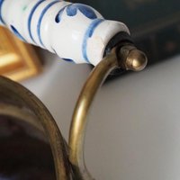 Vintage brass planter with ceramic handles | Vintage brass planter | Footed brass planter | Vintage planter