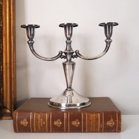 Vintage alpacca candelabra | Alpacca silver candelabra | Three arm candlestick holder | Vintage candelabrum