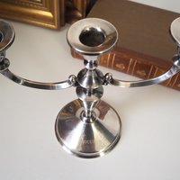 Vintage alpacca candelabra | Alpacca silver candelabra | Three arm candlestick holder | Vintage candelabrum