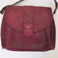 Vintage leather crossbody bag | Vintage leather bag | Burgundy leather bag | Vintage leather bag by Three Bags | Made in Finland