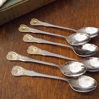 Set of six vintage teaspoons and a cake server | Hackmann Myrna | Vintage stainless steel teaspoons | Vintage teaspoons