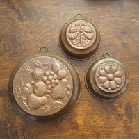 Set of three vintage copper baking molds | Vintage copper molds | Mismatched copper molds | Vintage baking molds | Vintage kitchen decor