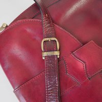 Vintage leather crossbody bag | Vintage leather bag | Burgundy leather bag | Vintage leather bag by Three Bags | Made in Finland