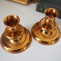 Pair of vintage candlestick holders | Gold plated candlestick holders | Simple candlestick holders | Made in Finland