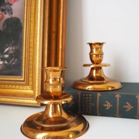 Pair of vintage candlestick holders | Gold plated candlestick holders | Simple candlestick holders | Made in Finland
