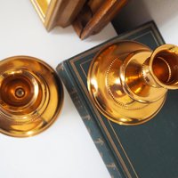 Pair of vintage candlestick holders | Gold plated candlestick holders | Simple candlestick holders | Made in Finland