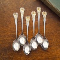 Set of six vintage teaspoons and a cake server | Hackmann Myrna | Vintage stainless steel teaspoons | Vintage teaspoons