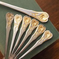 Set of six vintage teaspoons and a cake server | Hackmann Myrna | Vintage stainless steel teaspoons | Vintage teaspoons