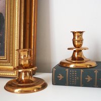 Pair of vintage candlestick holders | Gold plated candlestick holders | Simple candlestick holders | Made in Finland