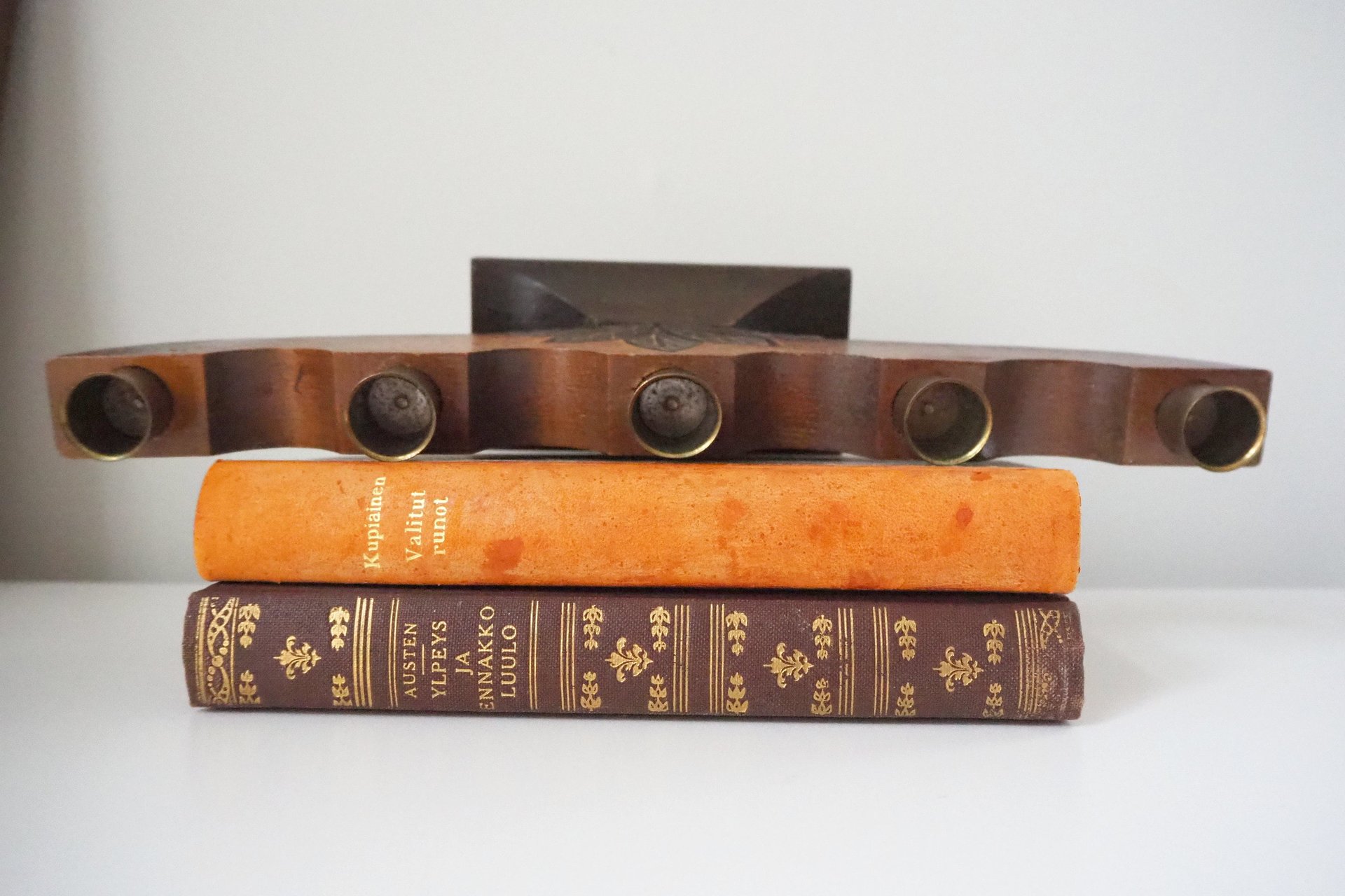 Vintage wooden candelabra | Wooden candelabra | Five arm wooden candlestick holder