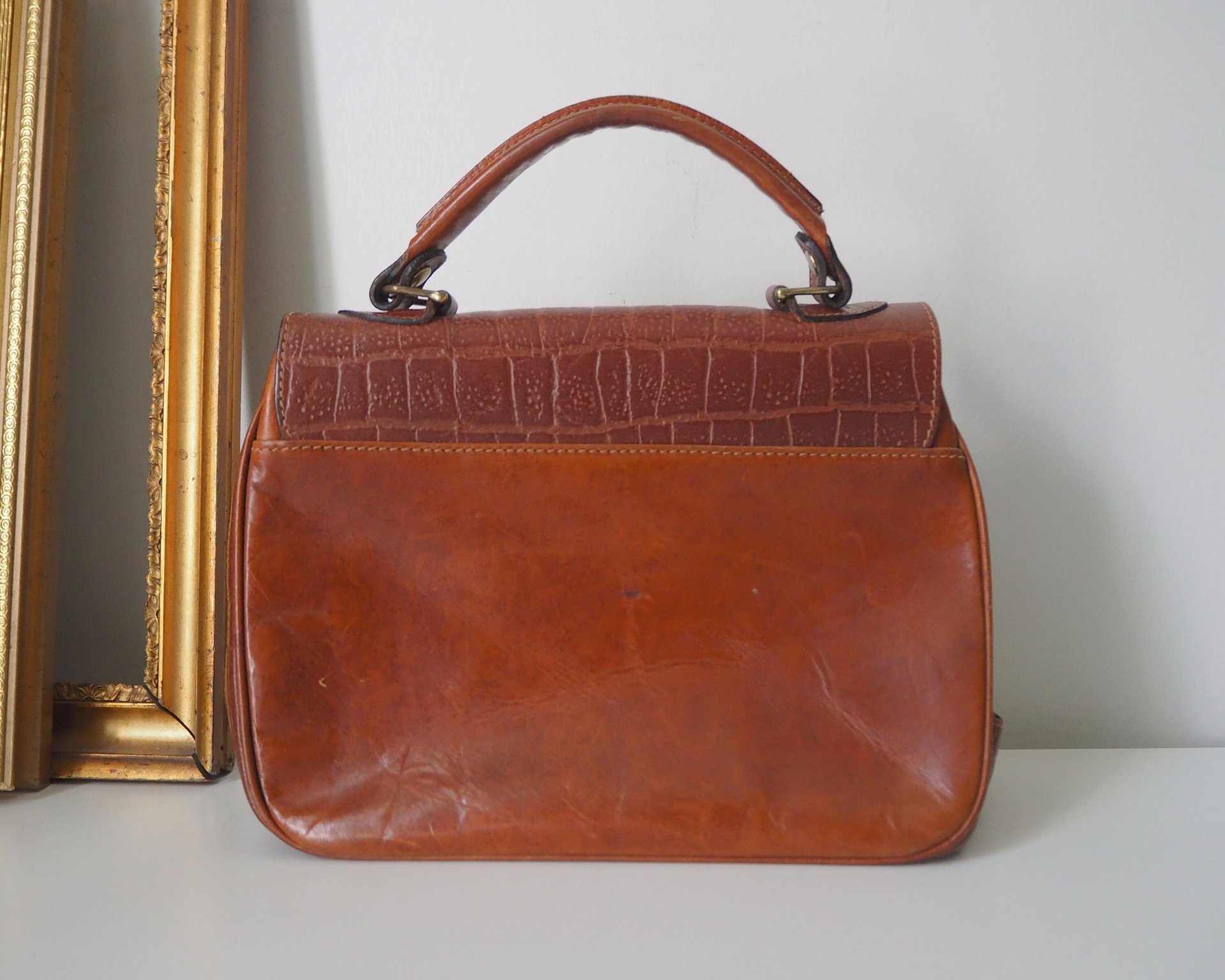 Vintage leather handbag | El Campero leather bag | Top handle bag | Vintage El Campero bag | Brown leather bag